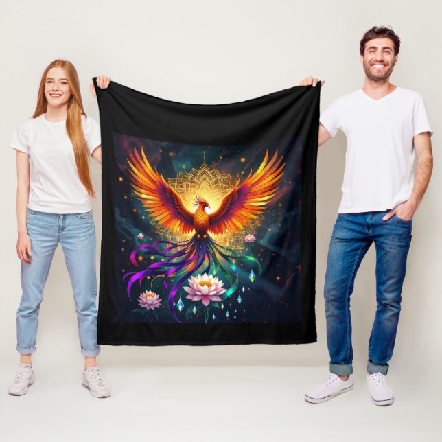 Phoenix Rising Fire Fleece Blanket (In Situ)