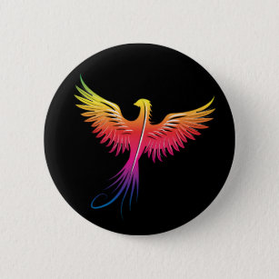 Phoenix rising flame colours 2 inch round button