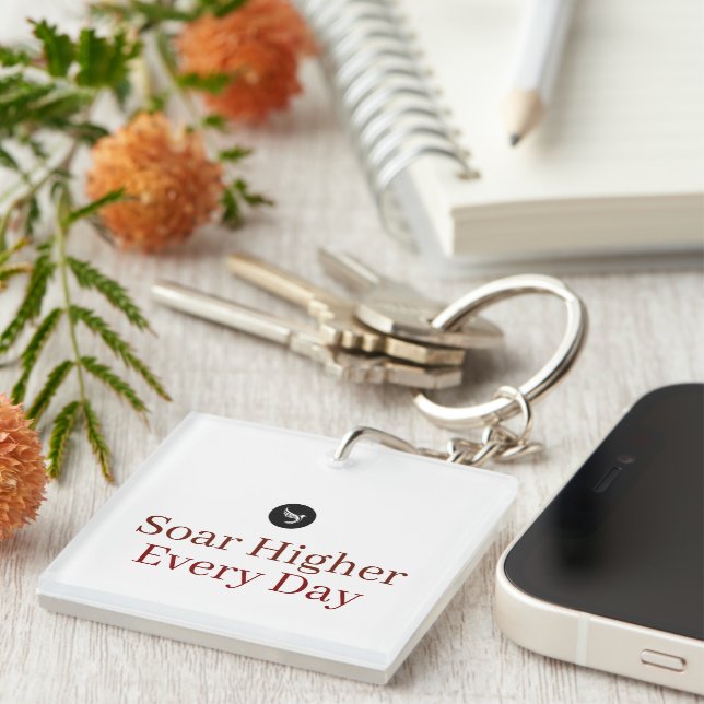 Phoenix Rising From Ashes Motivational Graphic  Keychain (Front Right)