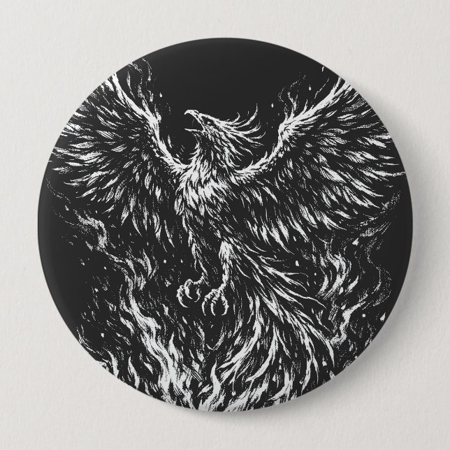 Phoenix Rising From the Flames by BurnsInHell 4 Inch Round Button (Front)