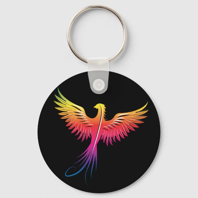 Phoenix rising in flame colours keychain (Front)