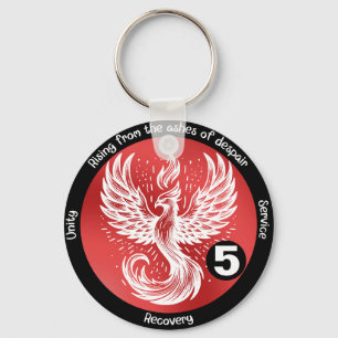 Phoenix Rising Recovery Milestone AA, NA, Al-Anon Keychain
