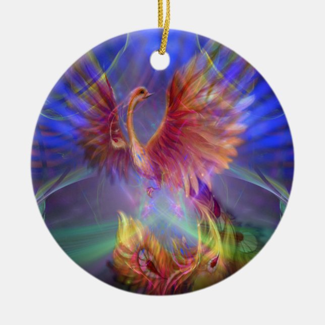 Phoenix Rising Round Ornament (Front)