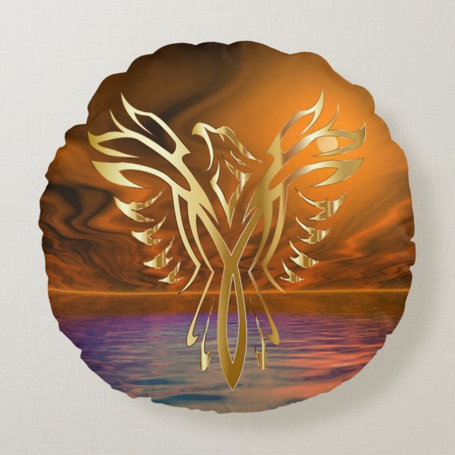 Phoenix Rising Round Pillow (Front)