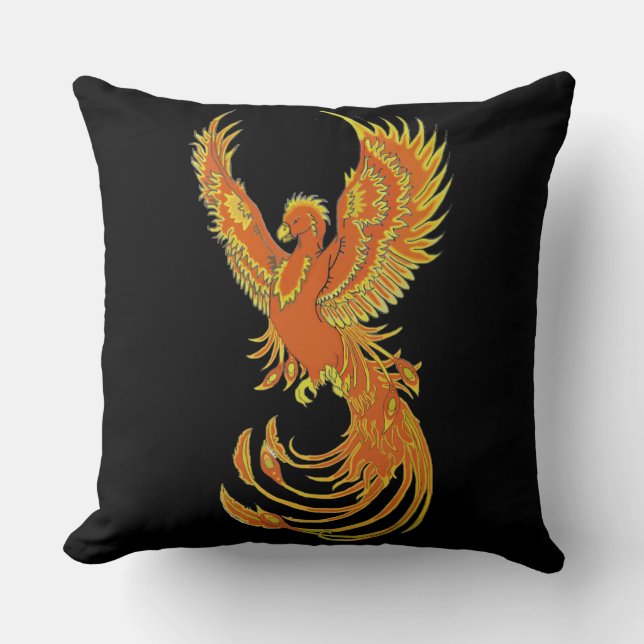 Phoenix Rising Square Throw Pillow (Front)