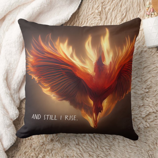 Phoenix Rising Support Inspiring Strength Throw Pillow (Blanket)