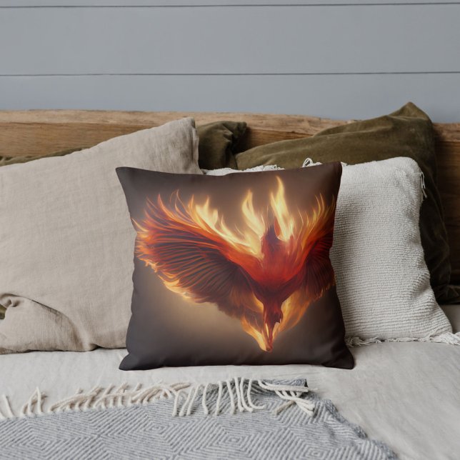 Phoenix Rising Support Inspiring Strength Throw Pillow (Creator Uploaded)