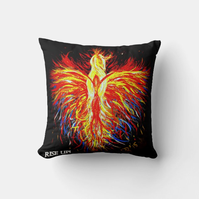 Phoenix Rising Throw Pillow (Front)