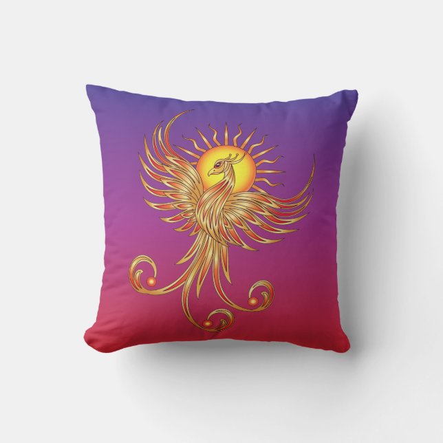 Phoenix Rising Throw Pillow (Front)