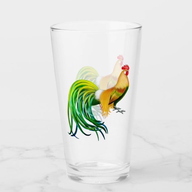Phoenix Rooster Chicken Glass Tumbler (Front)