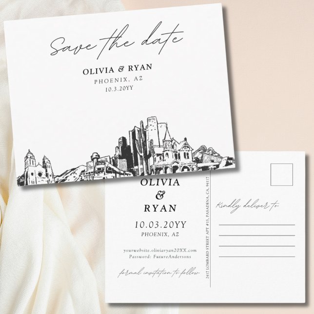Phoenix Save the Date Postcard Elegant Wedding (Phoenix Save the Date Postcard Elegant Wedding)