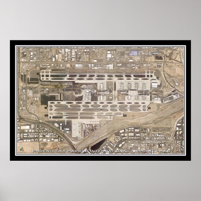 Phoenix Sky Harbour Intl Airport Satellite Map Poster (Front)
