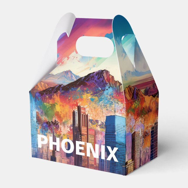 Phoenix Skyline Abstract Art Favor Box (Front Side)