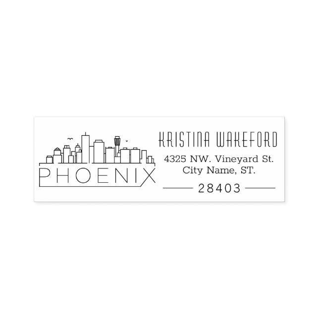 Phoenix Skyline | Custom Address Self-inking Self-inking Stamp (Design)