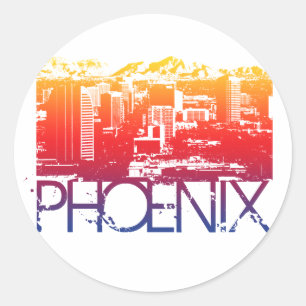 Phoenix Skyline Design Classic Round Sticker
