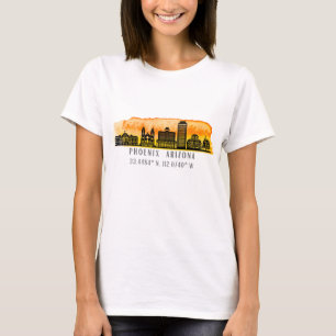 Phoenix Skyline Map Coordinates  T-Shirt