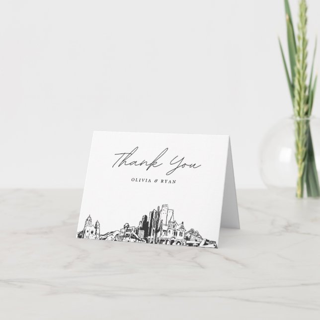 Phoenix Skyline Sketch Carte de remerciements vide (Devant)