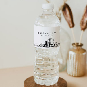 Phoenix Skyline Wedding Water Bottle Label