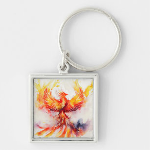 Phoenix Spreading it's Wings Rising from the Ashes Keychain