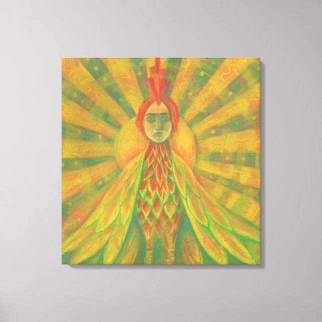 Phoenix Sun Bird Woman Goddess Fantasy Surrealism Canvas Print (Front)