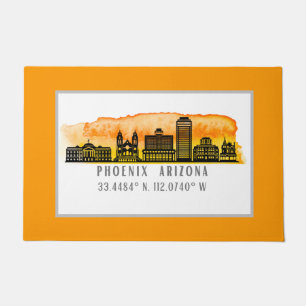 Phoenix Sunset Skyline Map Coordinates  Doormat