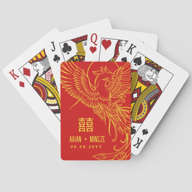Phoenix Themed | Double Happiness Playing Cards (Back)
