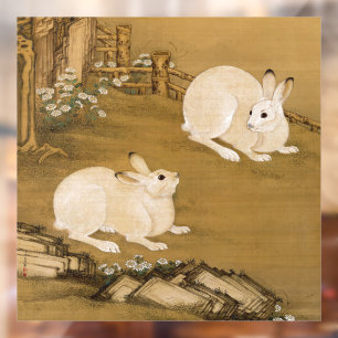 Phoenix Tree & Rabbits Antique Chinese Painting Window Cling