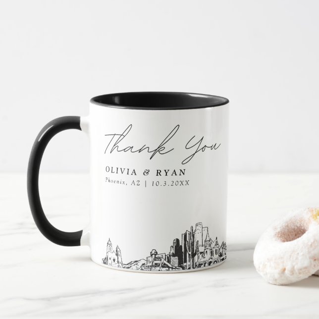 Phoenix Wedding Custom Personalized Coffee Mug (With Donut)