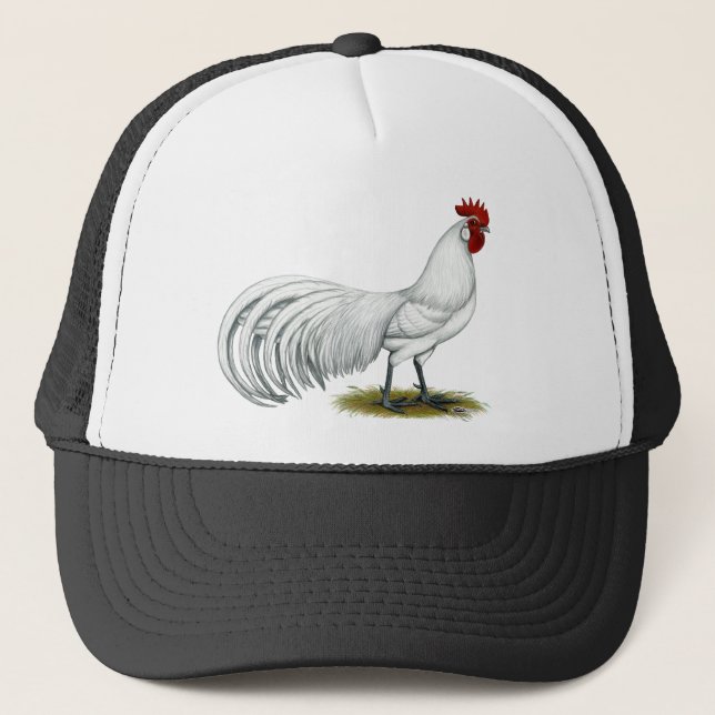 Phoenix:  White Rooster Trucker Hat (Front)