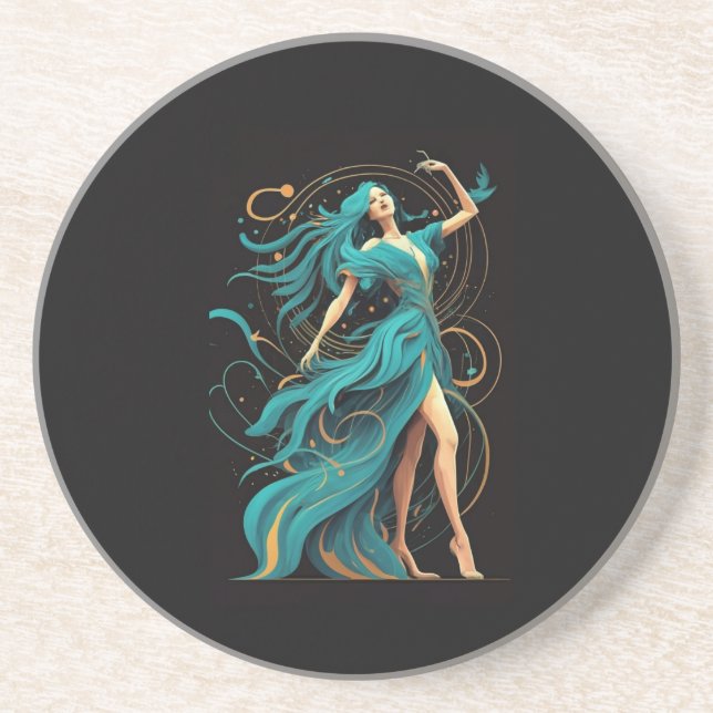 Phoenix woman's silhouette in a flowing Coaster (Front)