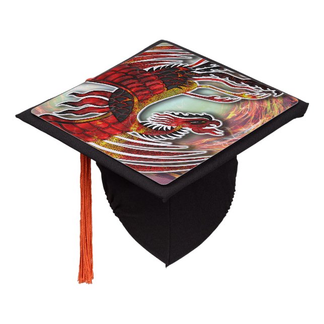 Phoenix's Resurgence: Rising from Life's Flame Graduation Cap Topper (Angled)