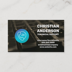 Phone 24 Icon   Tech Service Business Card