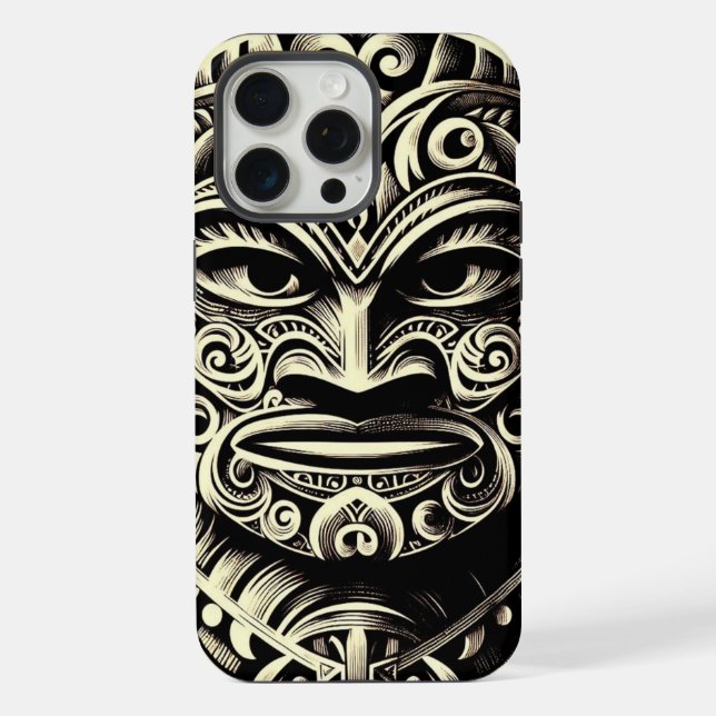 Phone Bone Scrimshaw Tiki iPhone Case (Back)