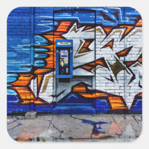 Phone Booth No 12 Color Version Reflection Square Sticker