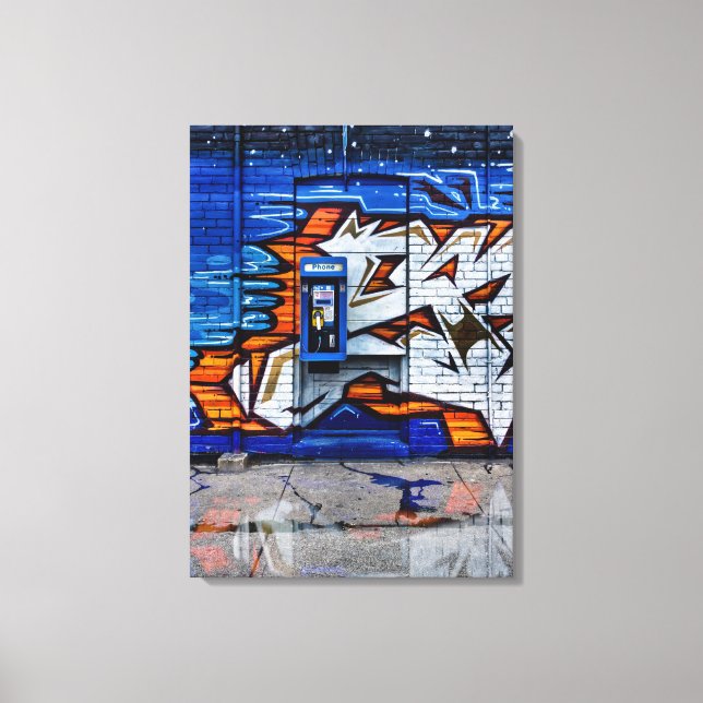 Phone Booth No 12 Colour Version Reflection Canvas Print (Front)