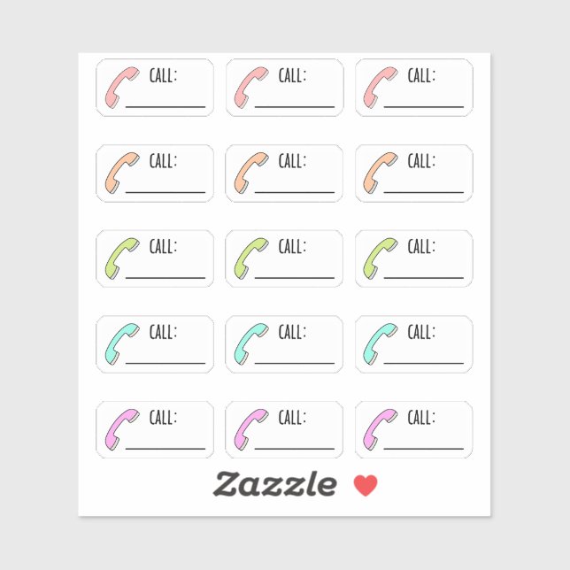 Phone Call Telephone Reminder Labels Bujo Planner (Sheet)