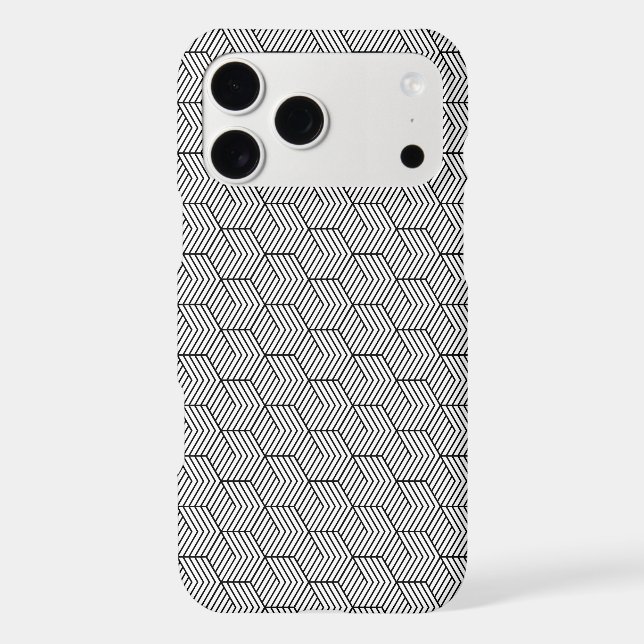 Phone Case Black Pattern Line Cube Geometry Simple (Back)