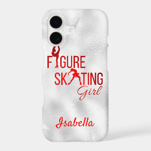 Phone case Figure skating girl red silver