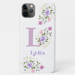Phone Case Initial Plus Name - Floral Design