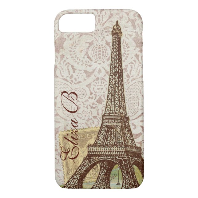 Phone Case Paris Eiffel Tower French Monogram (Back)