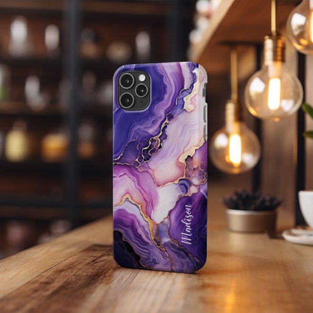 Phone Case, Purple And Gold Marble, Personalize Case-Mate iPhone Case (Creator Uploaded)