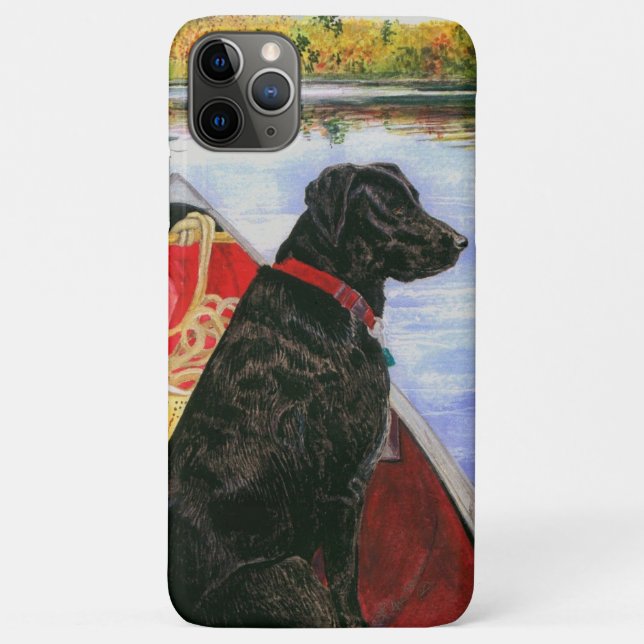 Phone case with black lab artwork by Linda Wagner (Back)