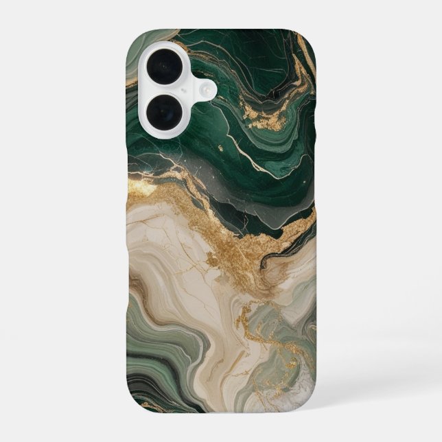 Phone Case with green marble pattern design (Back)