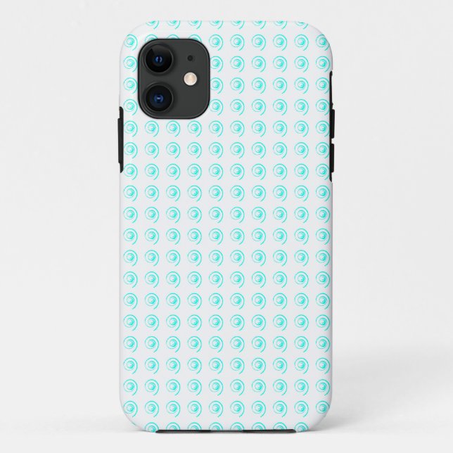 Phone Case with Tiled Cyan Twirls (Back)