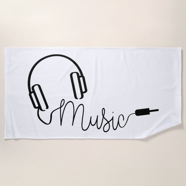 Phone for music app, radio or mp3 shutter beach towel (Front)