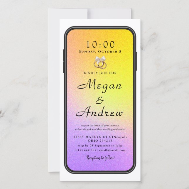Phone Lock Screen Wedding Invitation (Front)