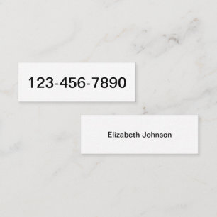Phone Number and Name White and Black Basic Mini Business Card