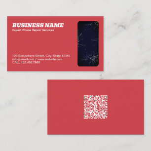 Phone Repair QR Red Business Card