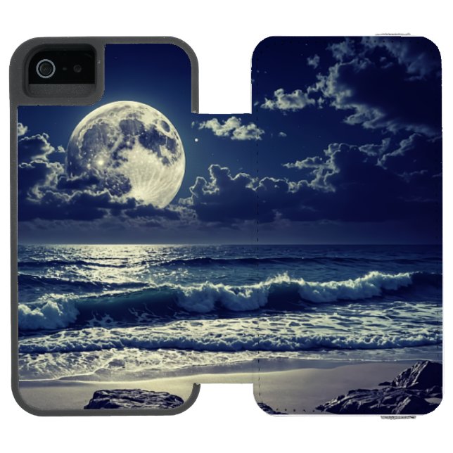 Phone sase with a moon design incipio iPhone wallet case (Folio Open)