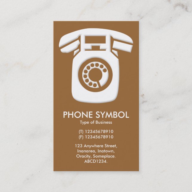 Phone Symbol - Brown (996633) Business Card (Front)
